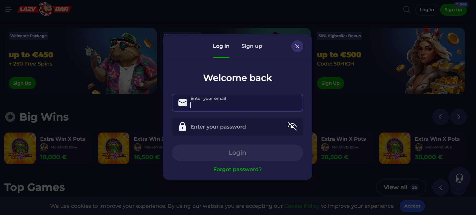 Register at LazyBar Casino